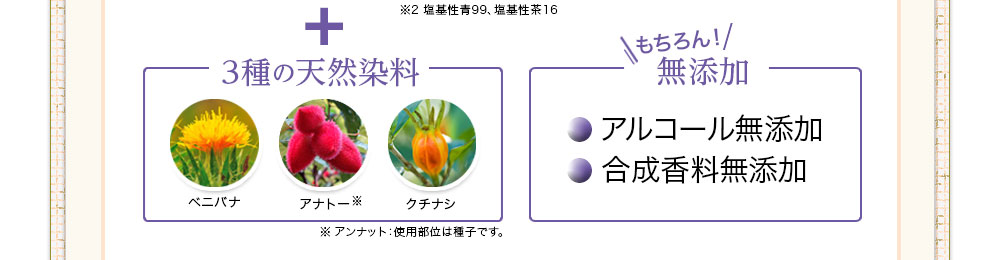 イオンの力+3種の天然染料+無添加 髪・頭皮への優しさ満足度96%