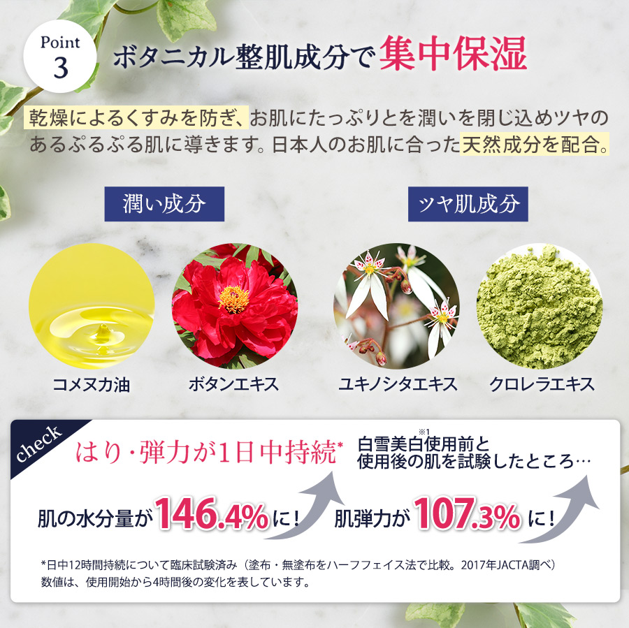 【ポイント3】ボタニカル整肌成分で集中保湿